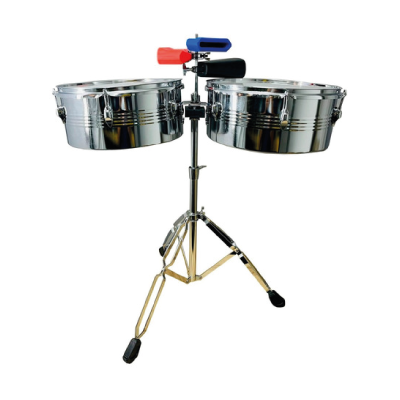 Timbal Latino Xs 13-14 + Base + Campana + Jamblock Rojo-azul